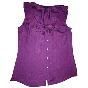 Banana Republic purple sleeveless button front blouse w bow, ladies' size M